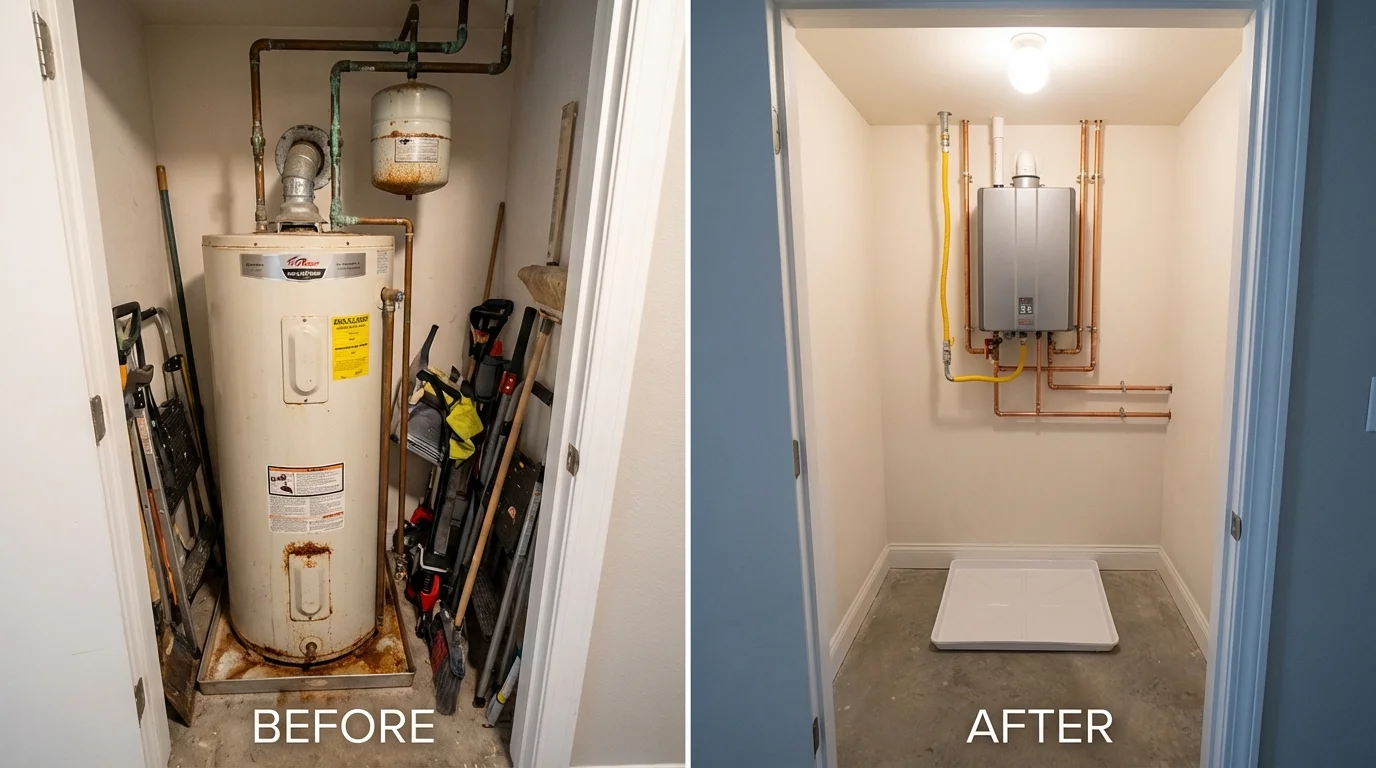 Tank water heater versus wall-mounted tankless unit comparison for Milan, IN homeowners